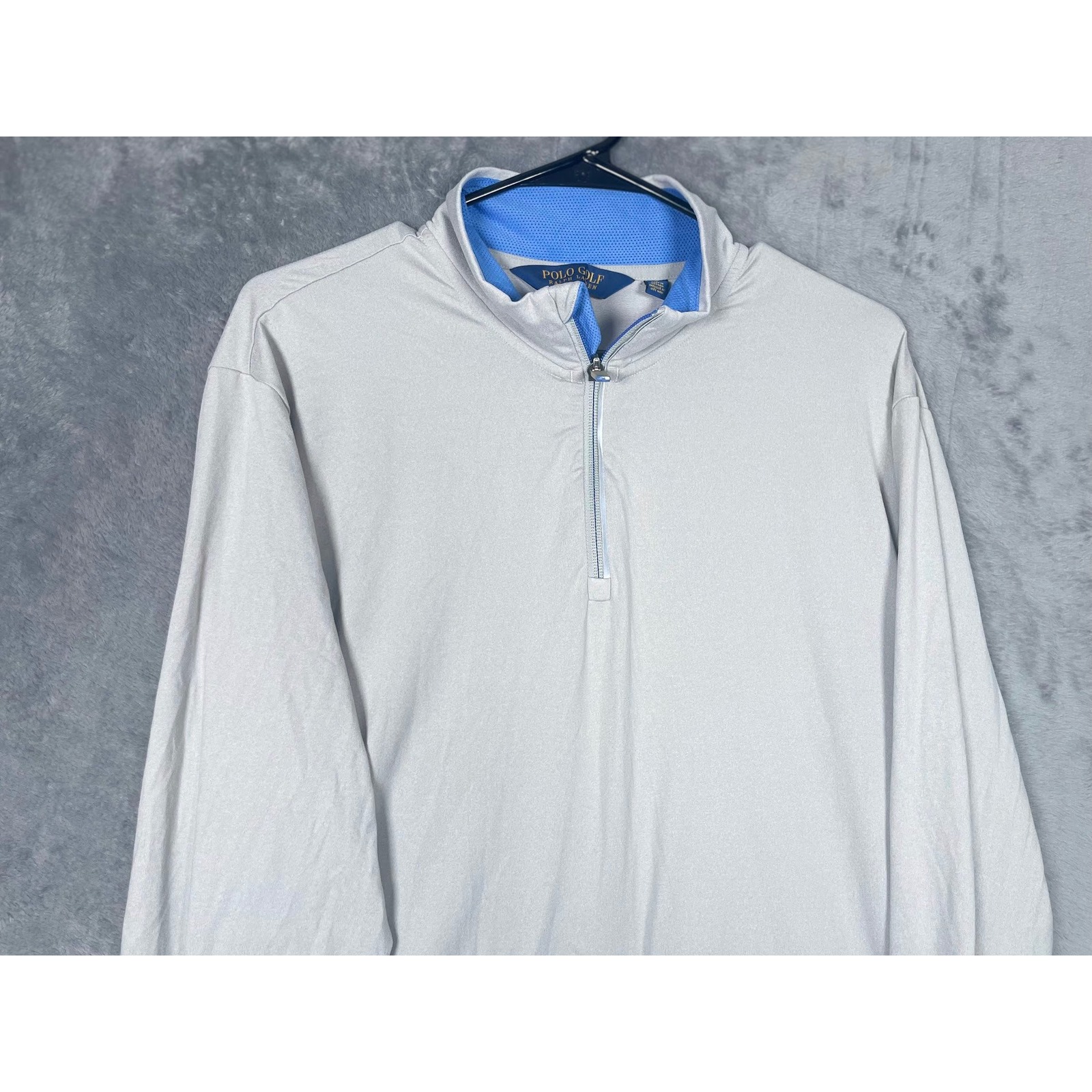 Polo Golf Ralph Lauren Mens Quarter Zip Gray Blue Performance Size Large